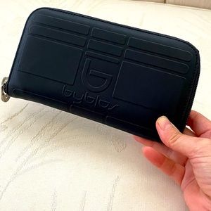 Leather Wallet By Byblos New Navy Blue